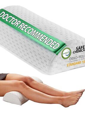 Knee Pillow for Back Sleeping – 100% Memory Foam Bolster Pillow for Legs – Under